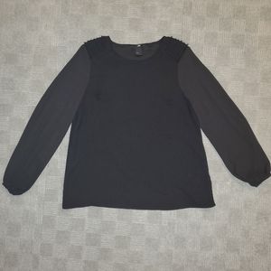 H&M Black Shoulder Frill Blouse